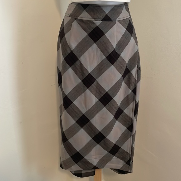 Free People Geometric Precision Plaid Pencil Skirt NWT - Picture 4 of 10